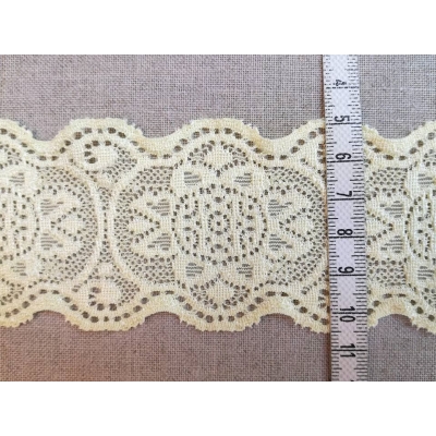Ластична дантела, цвят жълт, 5.5 см 